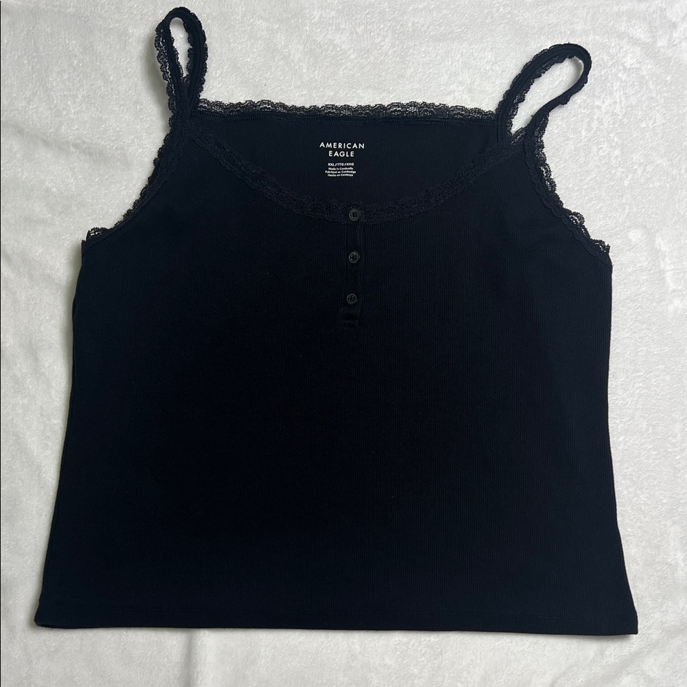 American Eagle Outfitters Black Lace-Trim Camisole XXL